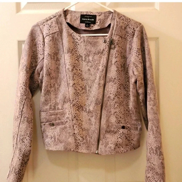 Haute Monde Motorcycle crop Snakeskin jacket - size large. J - Picture 1 of 12